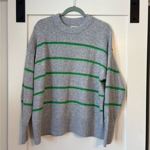 Aerie Gray Sweater with Green Stripes